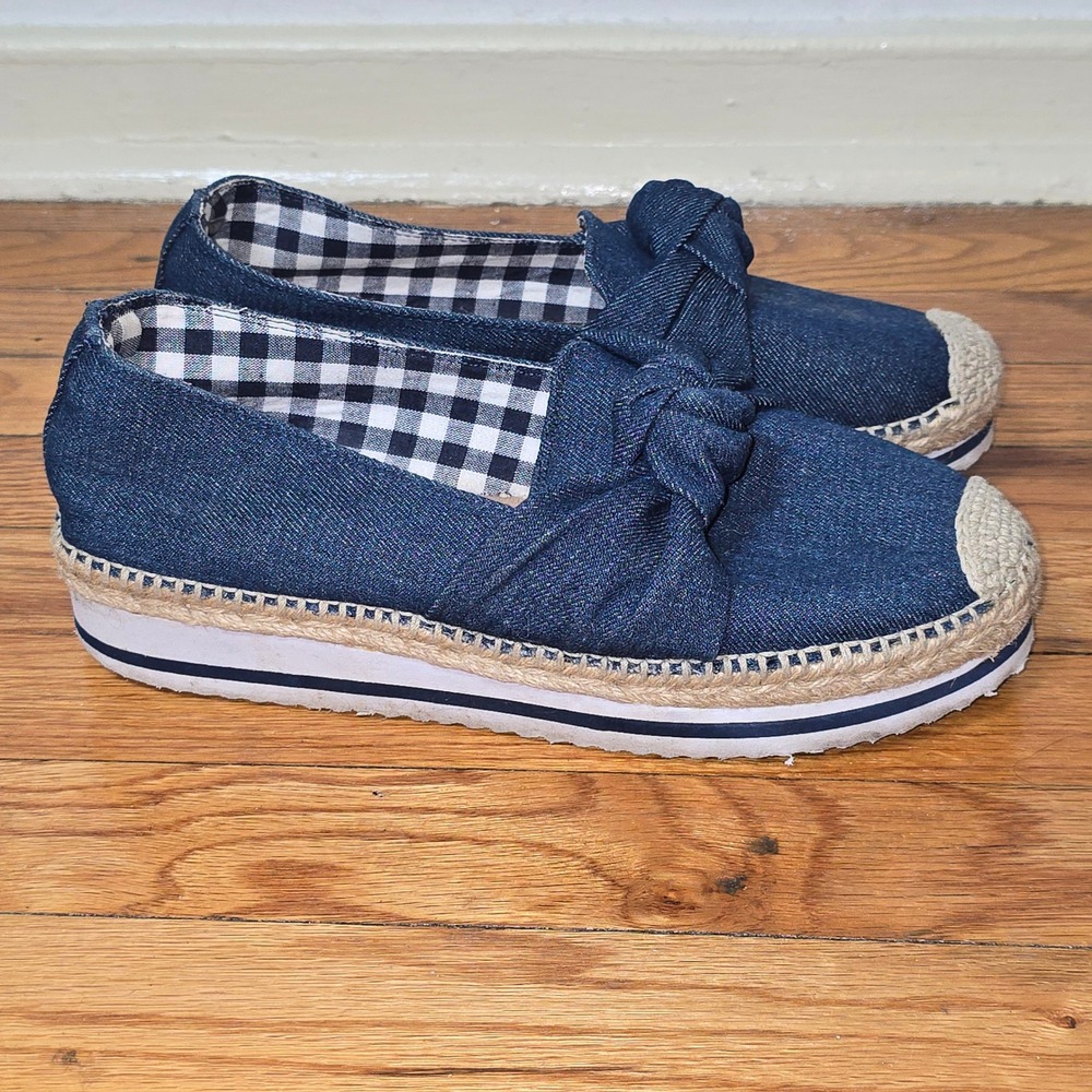 Esprit Hollis Shoe Platform Wedge Espadrille Womens 9 Blue Denim